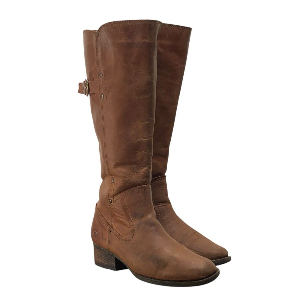 BORN Mercado Knee High Boot Women's Sz 9.5M Brown‎ Leather Buckle